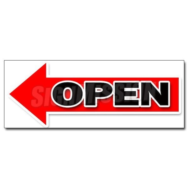 Signmission GIANT LEFT OPEN ARROW DECAL sticker turn here sale follow directions, D-48 Giant Left Open Arrow D-48 Giant Left Open Arrow - main
